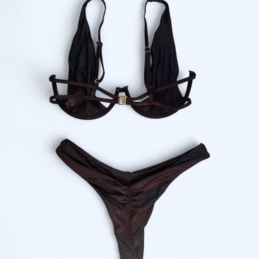 Black Magnolia Bikini set size M from Plumeria Swimwear - Picture 3 of 7